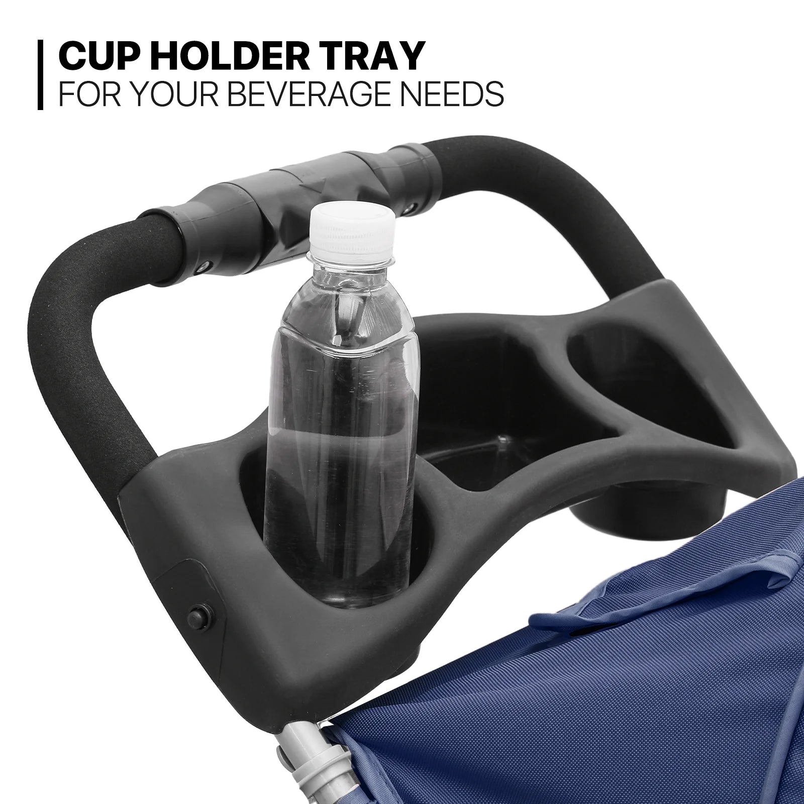 Foldable Pet Dog Stroller with Wheels, Cat Dog Stroller with Storage Basket and Cup Holder for Small and Medium Cats, Dogs, Puppy, Navy Blue